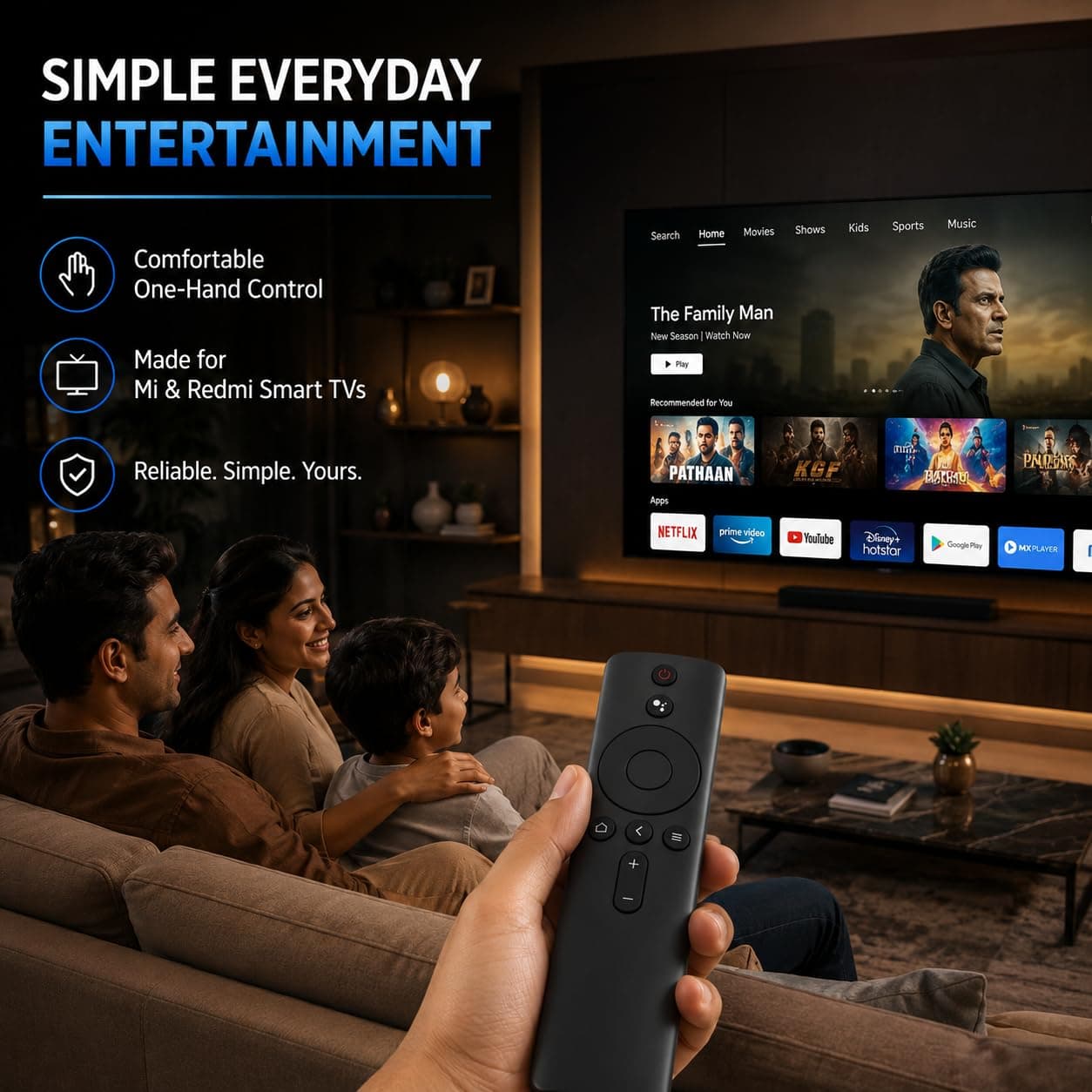 BookMyRemote Compatible Remote Control for Mi TV 4A, 4A Pro, 4C, 4X & Redmi Smart TV | IR Replacement Remote | Works with 32, 43, 50, 55, 65 Inch Models | No Pairing Required | Plug and Play angle 9