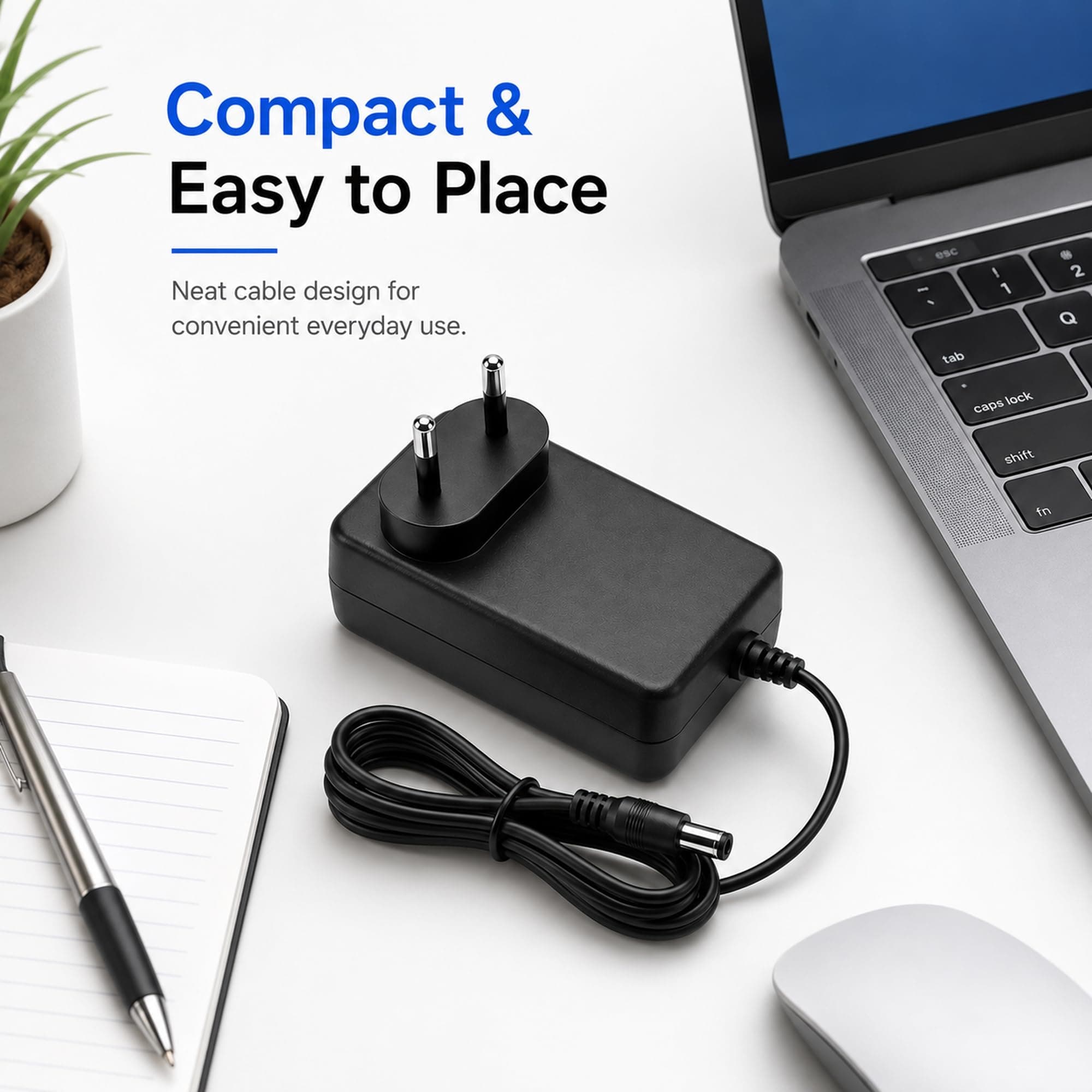 Book My Remote 12V 2A Power Supply Adapter | 12 Volt 2Amp DC SMPS for WiFi Router, CCTV Camera, LED Strip Lights, DTH Setup Box | 5.5 x 2.5mm Center Positive Pin | Compact Design angle 6