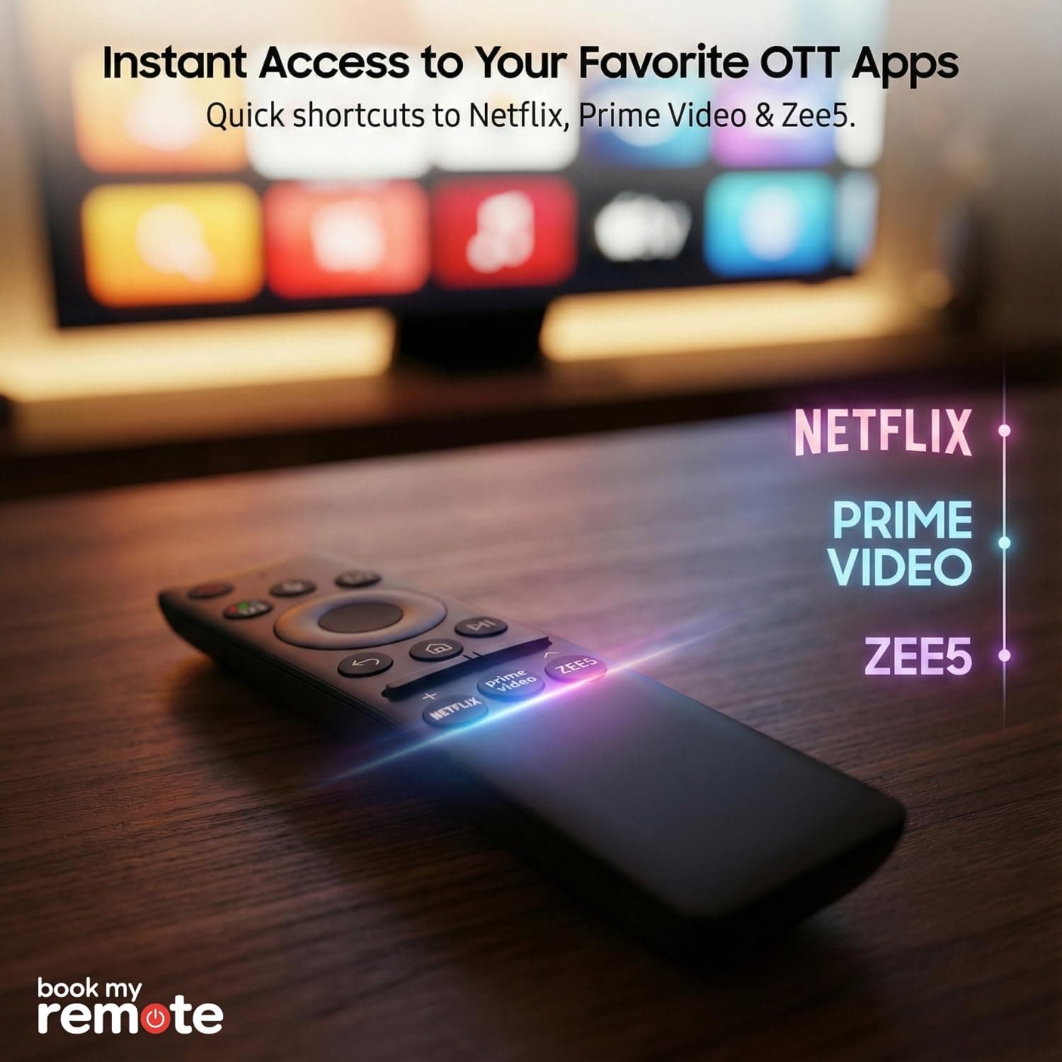 Book My Remote – Smart Voice Remote for Samsung TV (2018–2023) | Compatible with Samsung Smart/QLED/Crystal UHD/4K/8K TVs | Bluetooth Pairing, Voice Assistant Support (Bixby/Alexa/Google), OTT Hotkeys angle 3