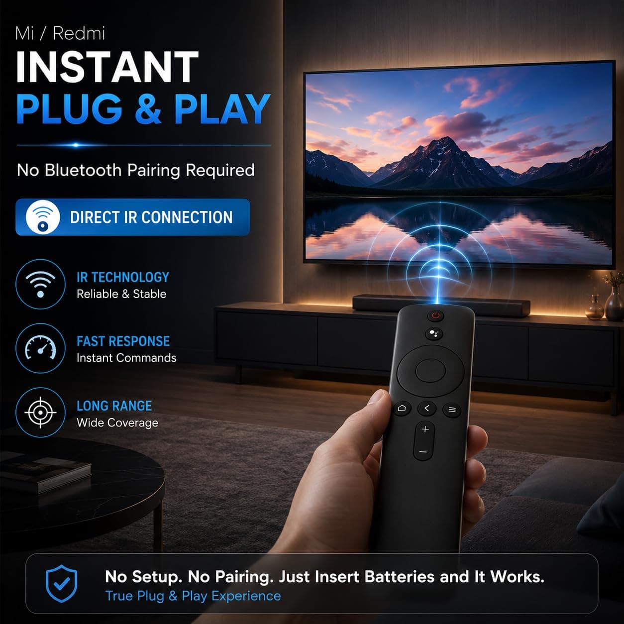 BookMyRemote Compatible Remote Control for Mi TV 4A, 4A Pro, 4C, 4X & Redmi Smart TV | IR Replacement Remote | Works with 32, 43, 50, 55, 65 Inch Models | No Pairing Required | Plug and Play angle 5