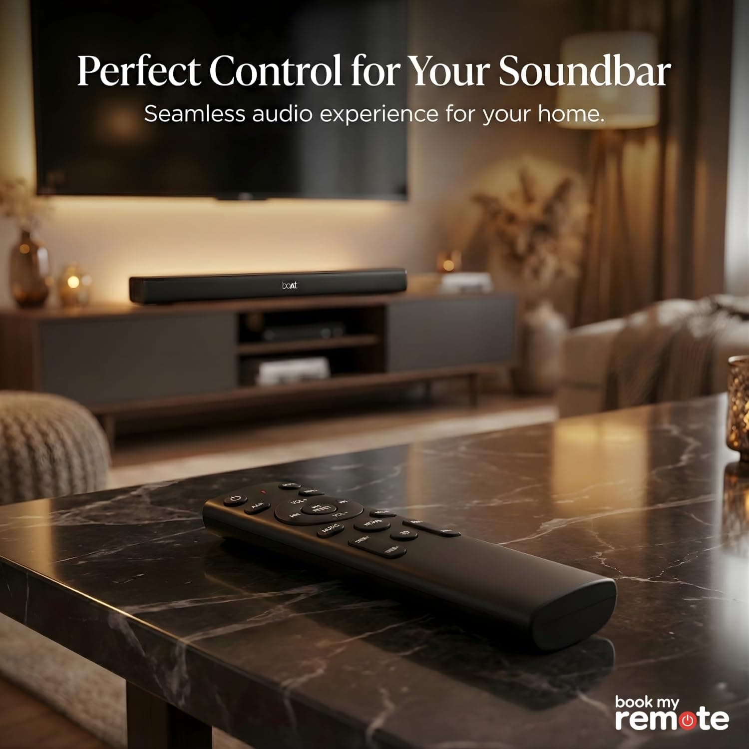 Book My Remote Compatible for Boat Aavante Bar Soundbar | Works with 1250, 1550 Pro, 2000, 2000 Pro,1700D, 5.1 Channel | Replacement for Original Remote Control (Black) angle 9