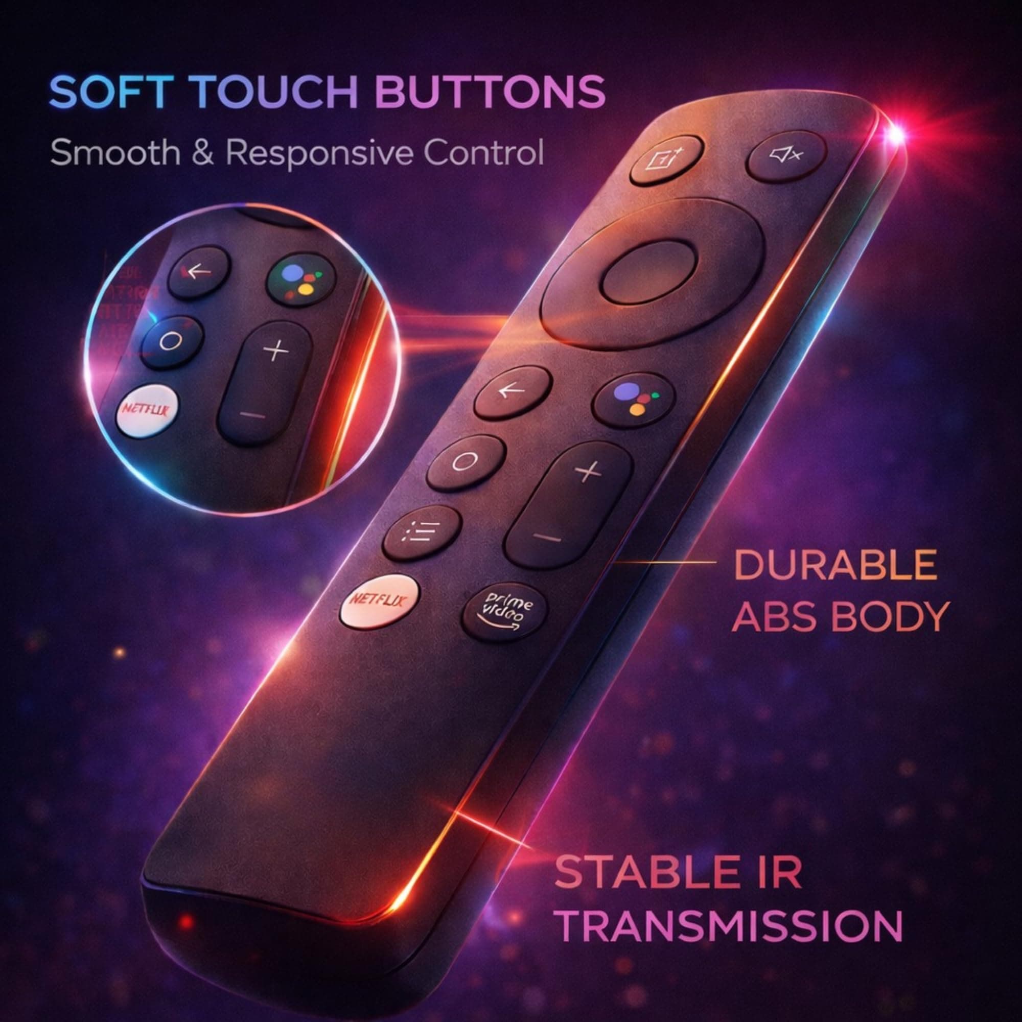 Book My Remote Replacement for OnePlus TV Remote Original Y Series 32Y1 40Y1 43Y1 - IR for One Plus TV Remote (Non-Voice/No Bluetooth/No Assistant) - Fits 32 & 43 Inch Smart LED angle 3