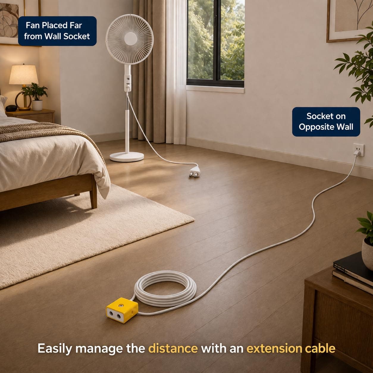 2 Pin Extension Cord Wire — Male to Female Extension Cable | 2-Pin Male Female Connector Plug Socket | Power Extension Wire with Plug — (5Meters) angle 6