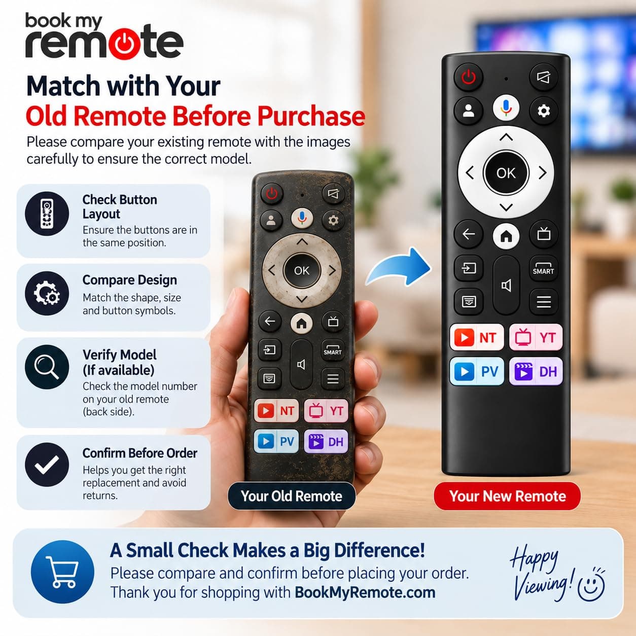Book My Remote Compatible with Acer Smart TV Remote Control | Replacement for Original | Fits V, V-Pro, H-Pro, XL & Advance I Series | Android 4K UHD LED TV Matches AR40 AR43 AR50 AR55 angle 3