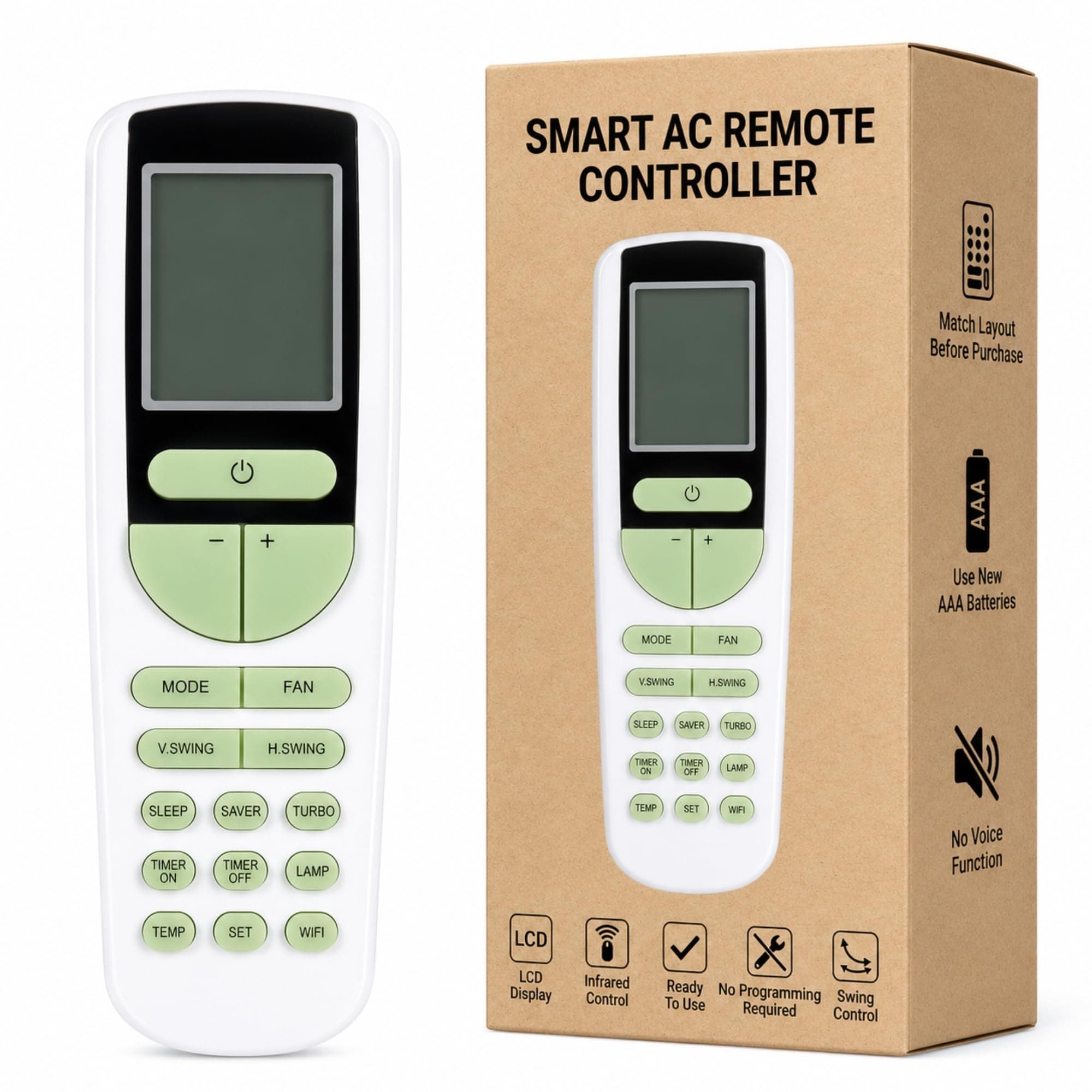 BookMyRemote Replacement Voltas AC Remote Control Original 133B Model Compatible with Voltas Inverter Split & Window AC 1.5 Ton 1 Ton 2 Ton | AC-133B 206BL WiFi Smart Remote | No Setup Required