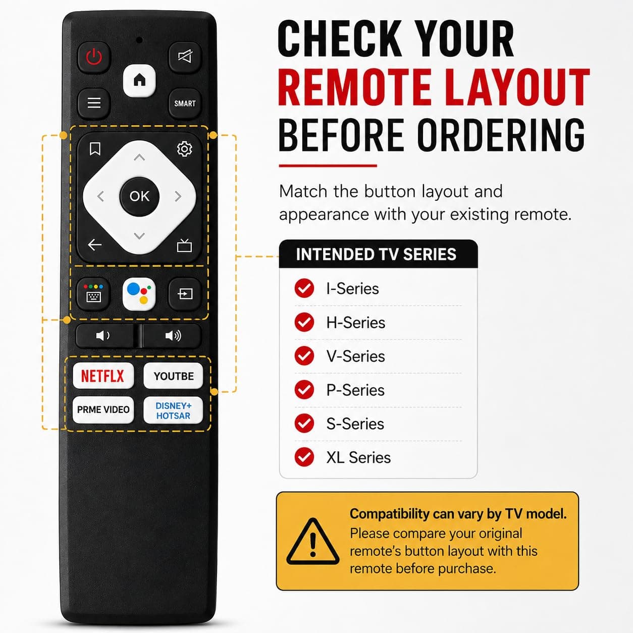 Book My Remote Compatible Remote Control for Acer Smart Android TV | Replacement for Original | Non-Voice IR | Fits I, H, V, P, S & XL Series | 32-75 Inch 4K UHD LED TV angle 2