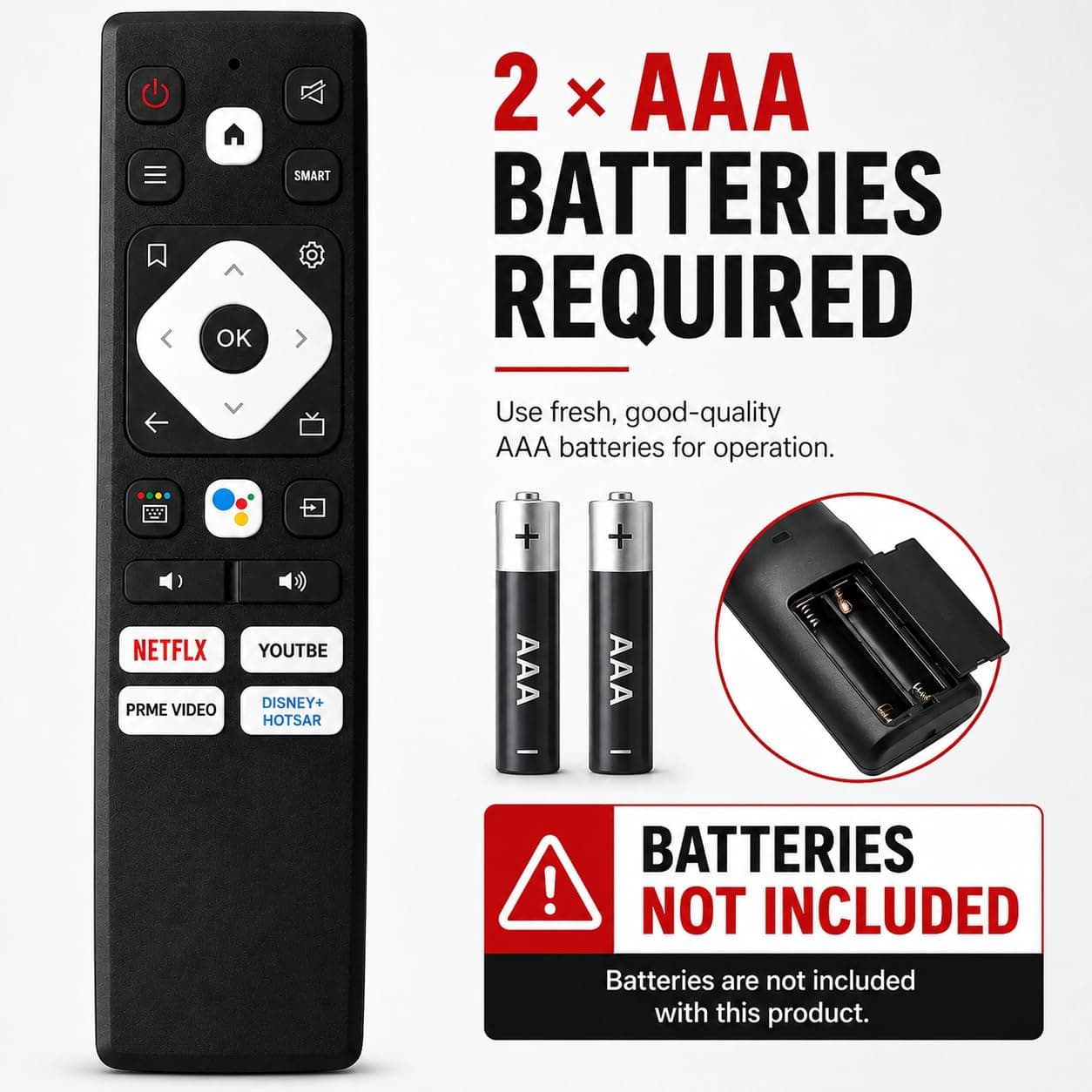 Book My Remote Compatible Remote Control for Acer Smart Android TV | Replacement for Original | Non-Voice IR | Fits I, H, V, P, S & XL Series | 32-75 Inch 4K UHD LED TV angle 4