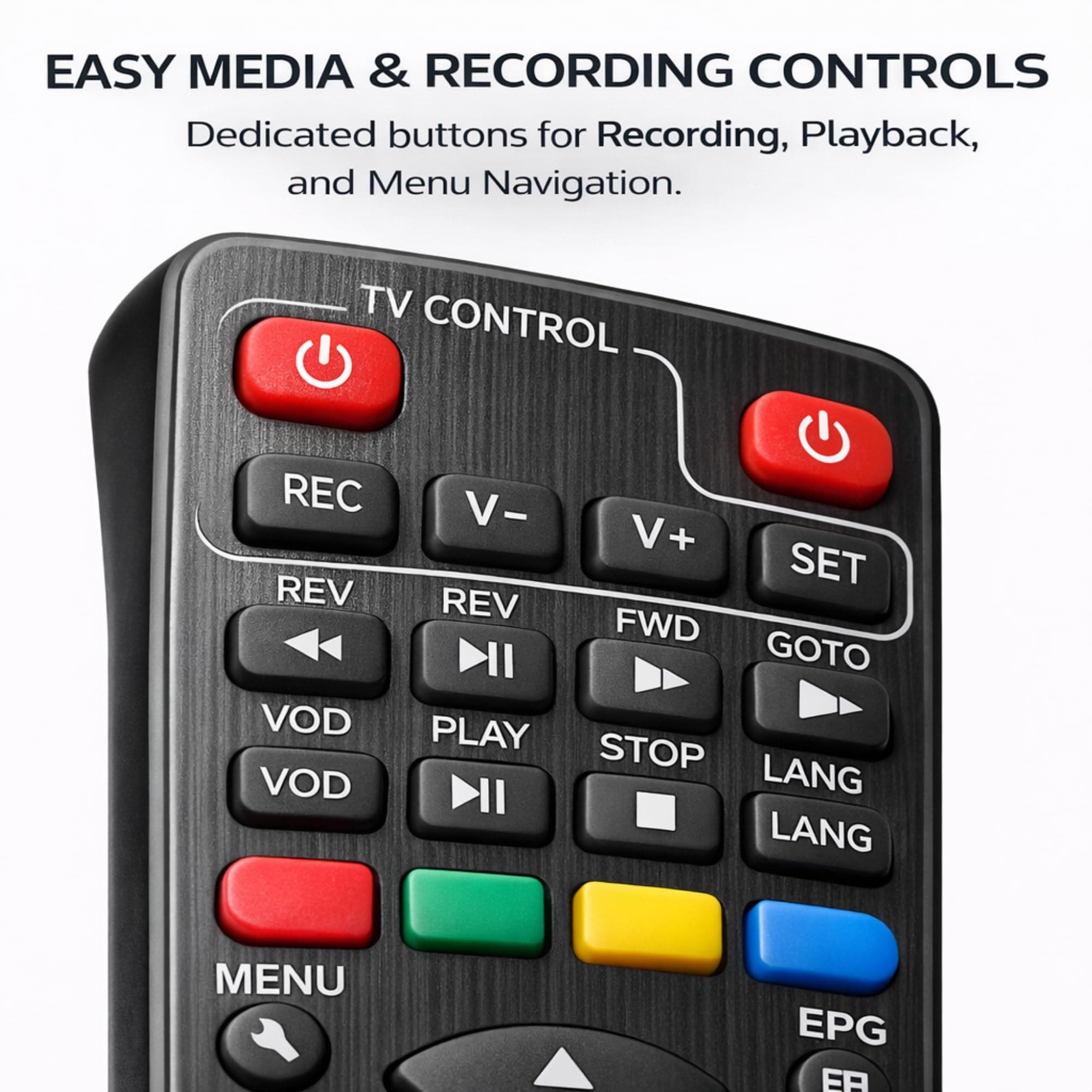 Book My Remote Compatible for GTPL Set Top Box Remote Control (RR STB-1000) - Universal Replacement with TV Pairing - Long Range Keys Function Like Original Remote (Black) (1) angle 8