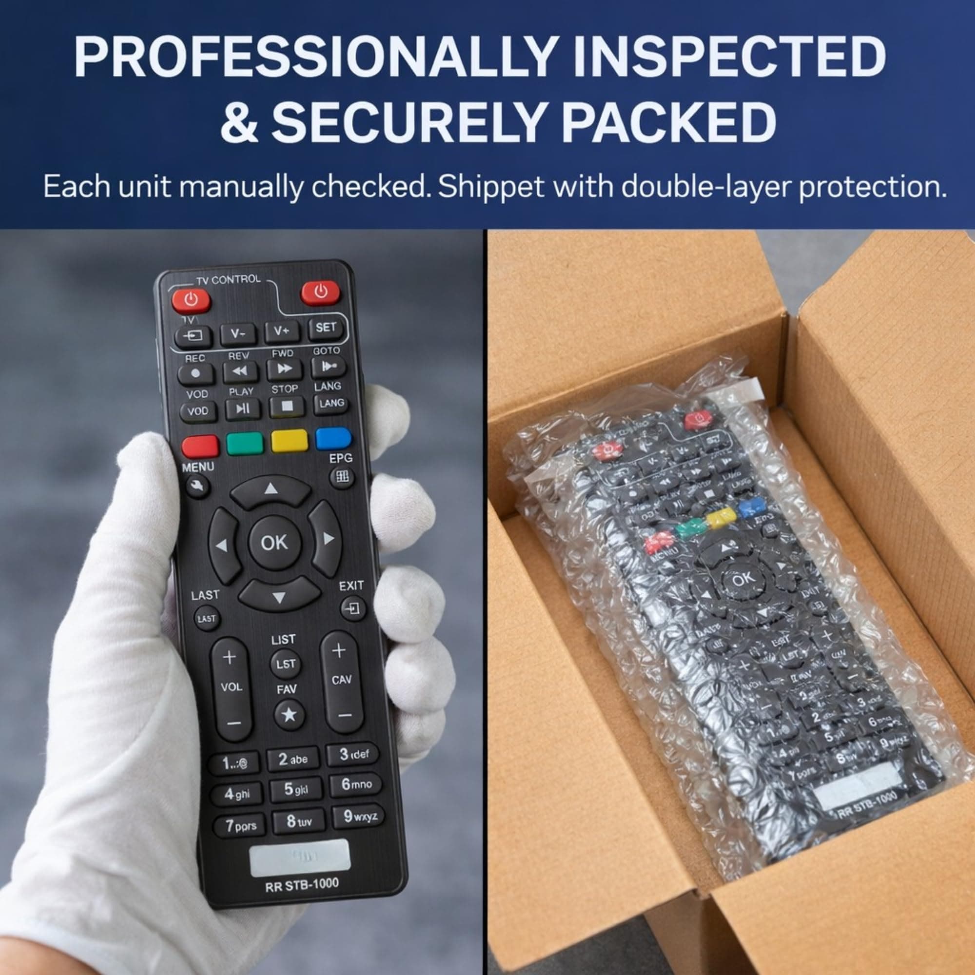 Book My Remote Compatible for GTPL Set Top Box Remote Control (RR STB-1000) - Universal Replacement with TV Pairing - Long Range Keys Function Like Original Remote (Black) (1) angle 3