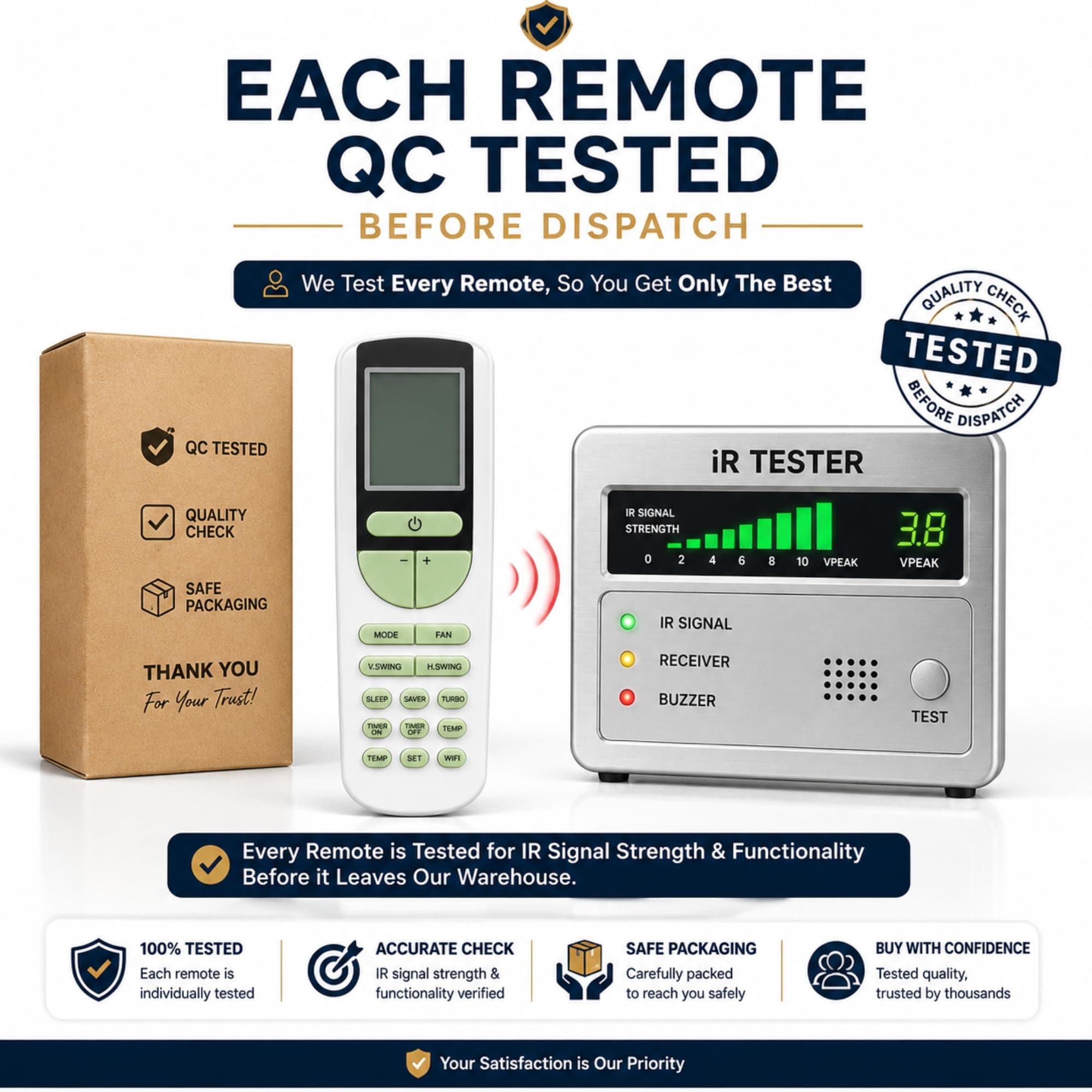 BookMyRemote Replacement Voltas AC Remote Control Original 133B Model Compatible with Voltas Inverter Split & Window AC 1.5 Ton 1 Ton 2 Ton | AC-133B 206BL WiFi Smart Remote | No Setup Required angle 4
