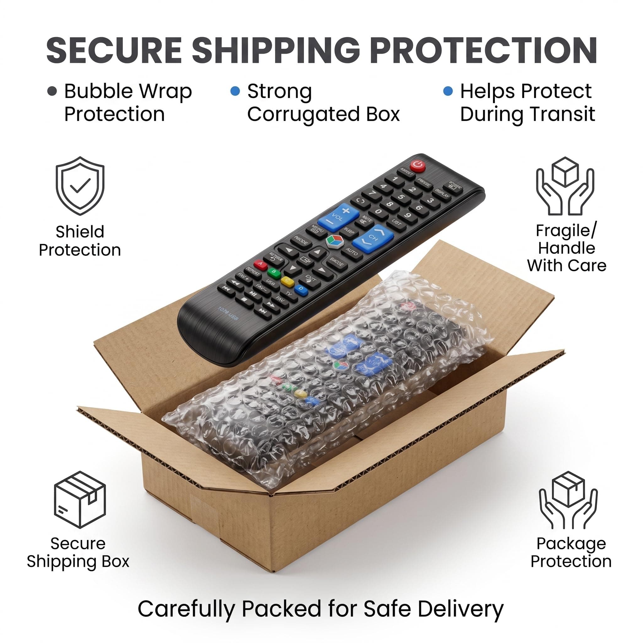 BookMyRemote RM-D1078 Replacement Remote Control Compatible with Samsung Smart LED LCD TV and China Motherboards, YY-1078 URC117 LED300 V.2 1078 USB Remote | Universal Non-Voice Plug and Play angle 2