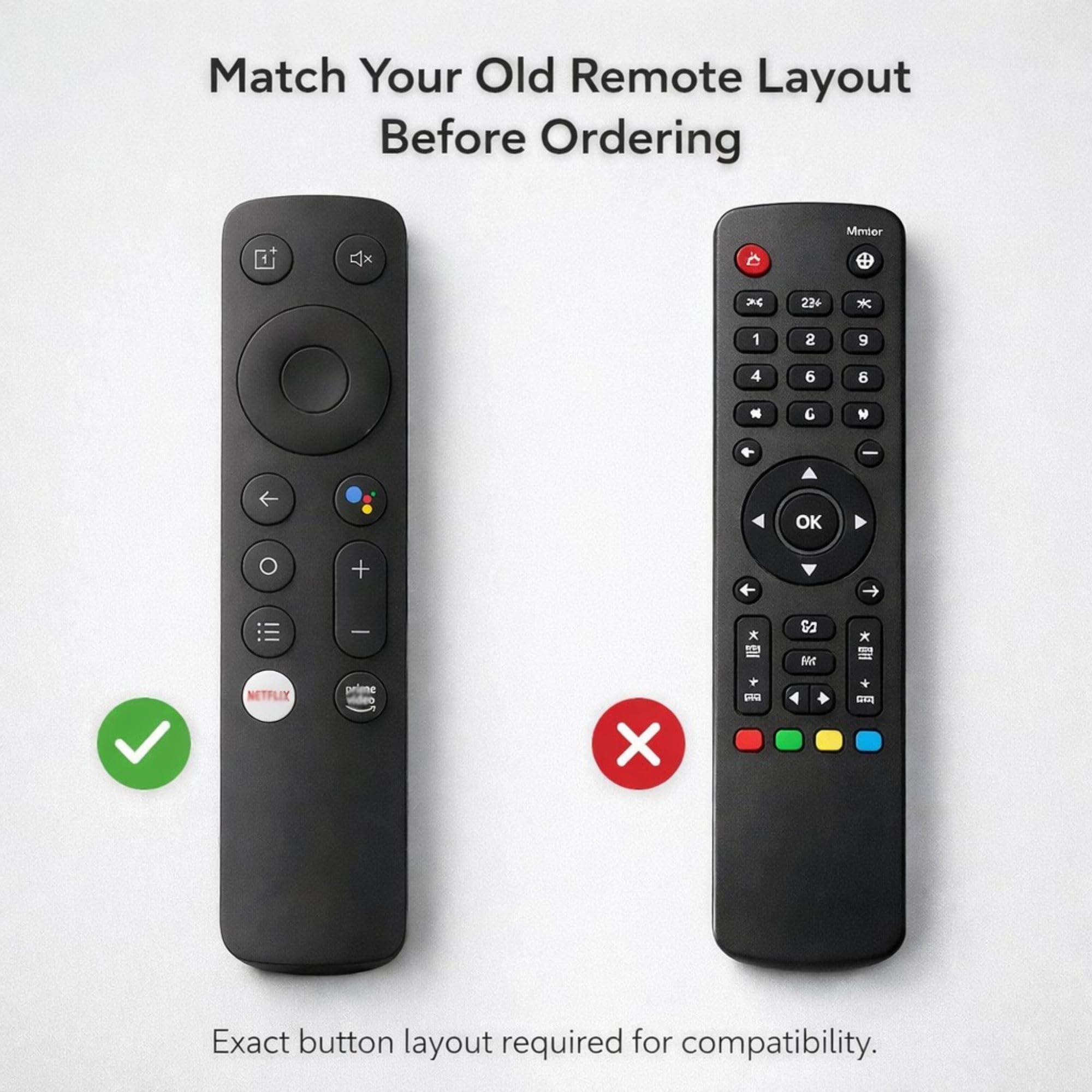 Book My Remote Replacement for OnePlus TV Remote Original Y Series 32Y1 40Y1 43Y1 - IR for One Plus TV Remote (Non-Voice/No Bluetooth/No Assistant) - Fits 32 & 43 Inch Smart LED angle 2